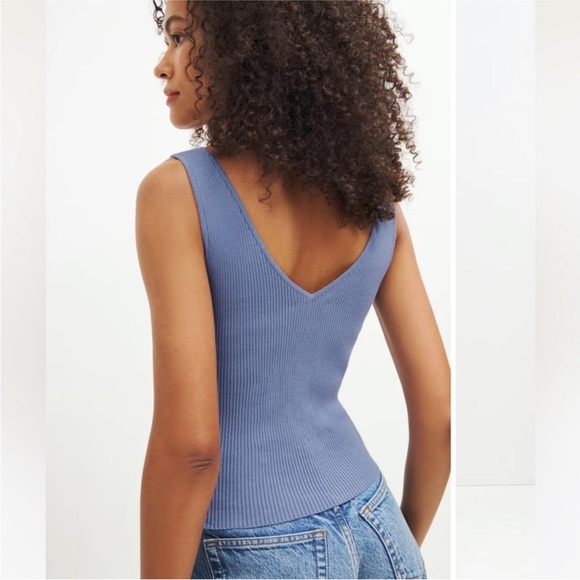 Reformation Slate Blue Ribbed Tank Top - Picture 4 of 7